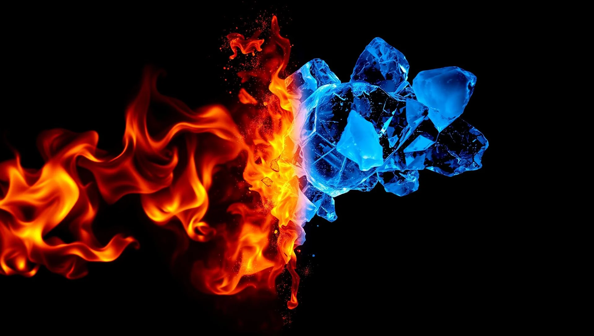 Fire and ice artwork representing Mizer Brothers HVAC heating and air conditioning services